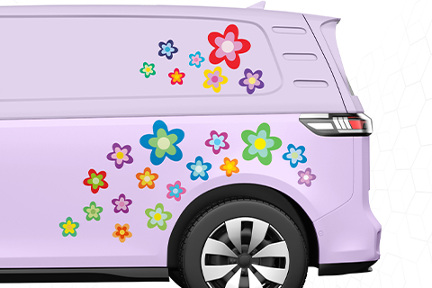 Hippie Blumen 23er Sticker Set